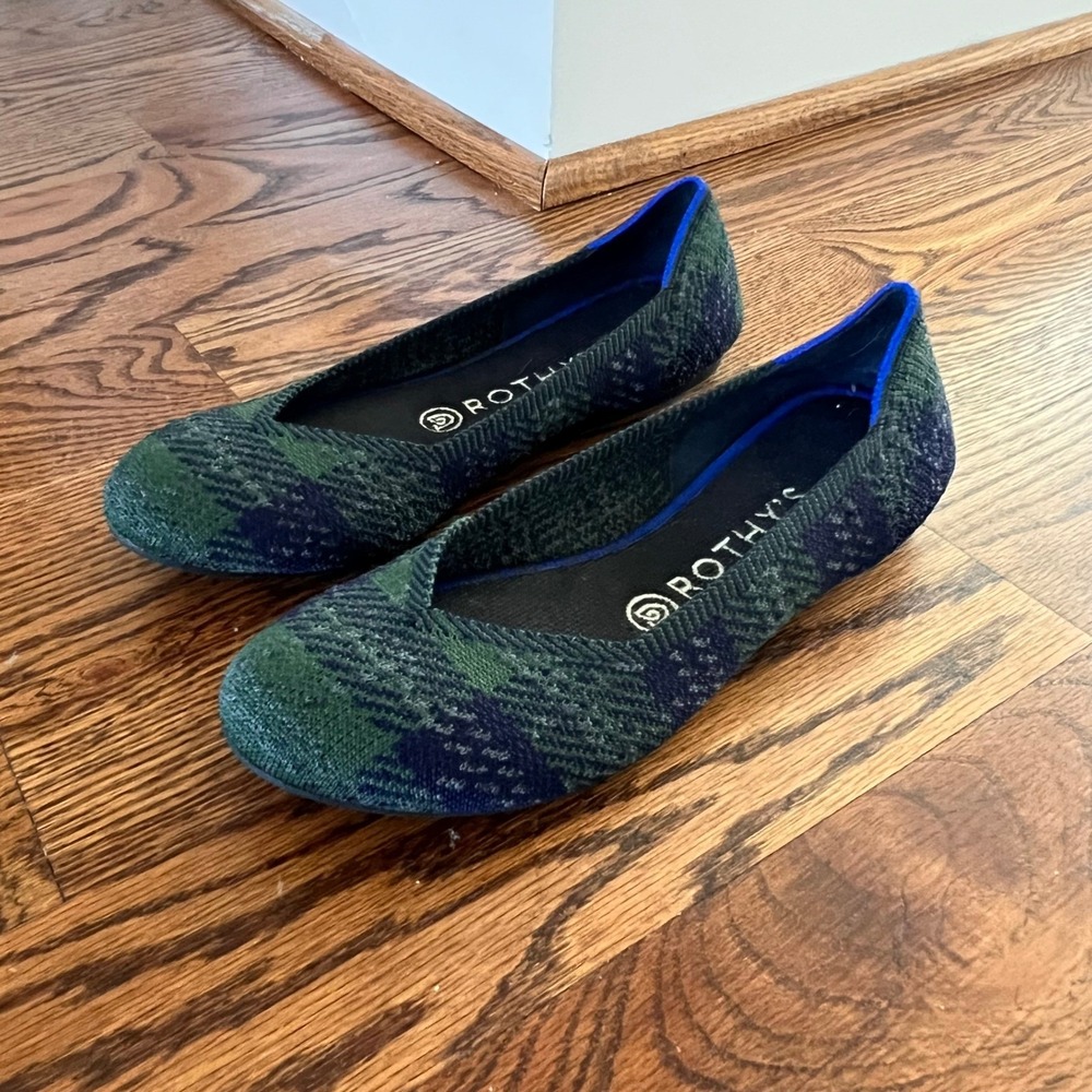 Rothys The Flat Flats in Discontinued Forest Tartan Plaid Color Way Womens 8 - Picture 15 of 15